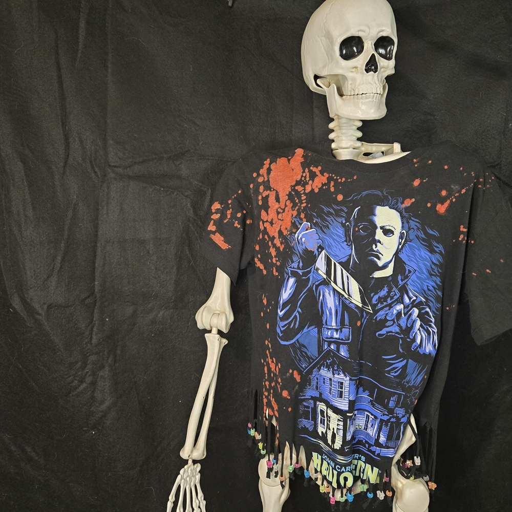 Black Graphic T-Shirt with Horror Design